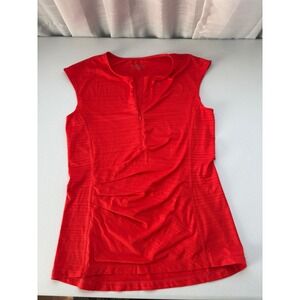 Athleta Womens Red Space Dye Quarter Zip Ruched Performance Top Size M